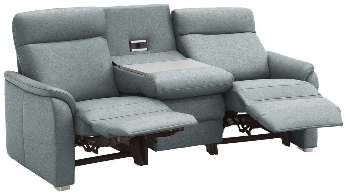 TRAPEZSOFA  in Flachgewebe Graublau  - Graublau/Alufarben, KONVENTIONELL, Textil/Metall (218/107/103cm) - Beldomo Comfort