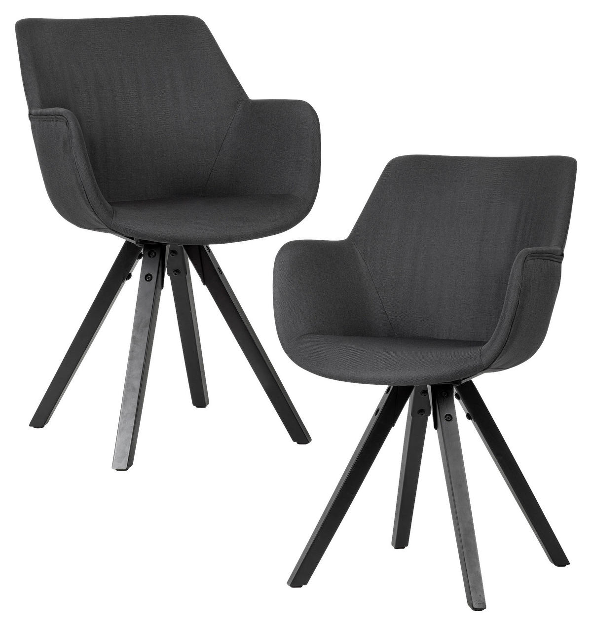 SET NASLANJAČEV, tekstil črna  - črna, Moderno, tekstil/les (54/85/58cm) - MID.YOU