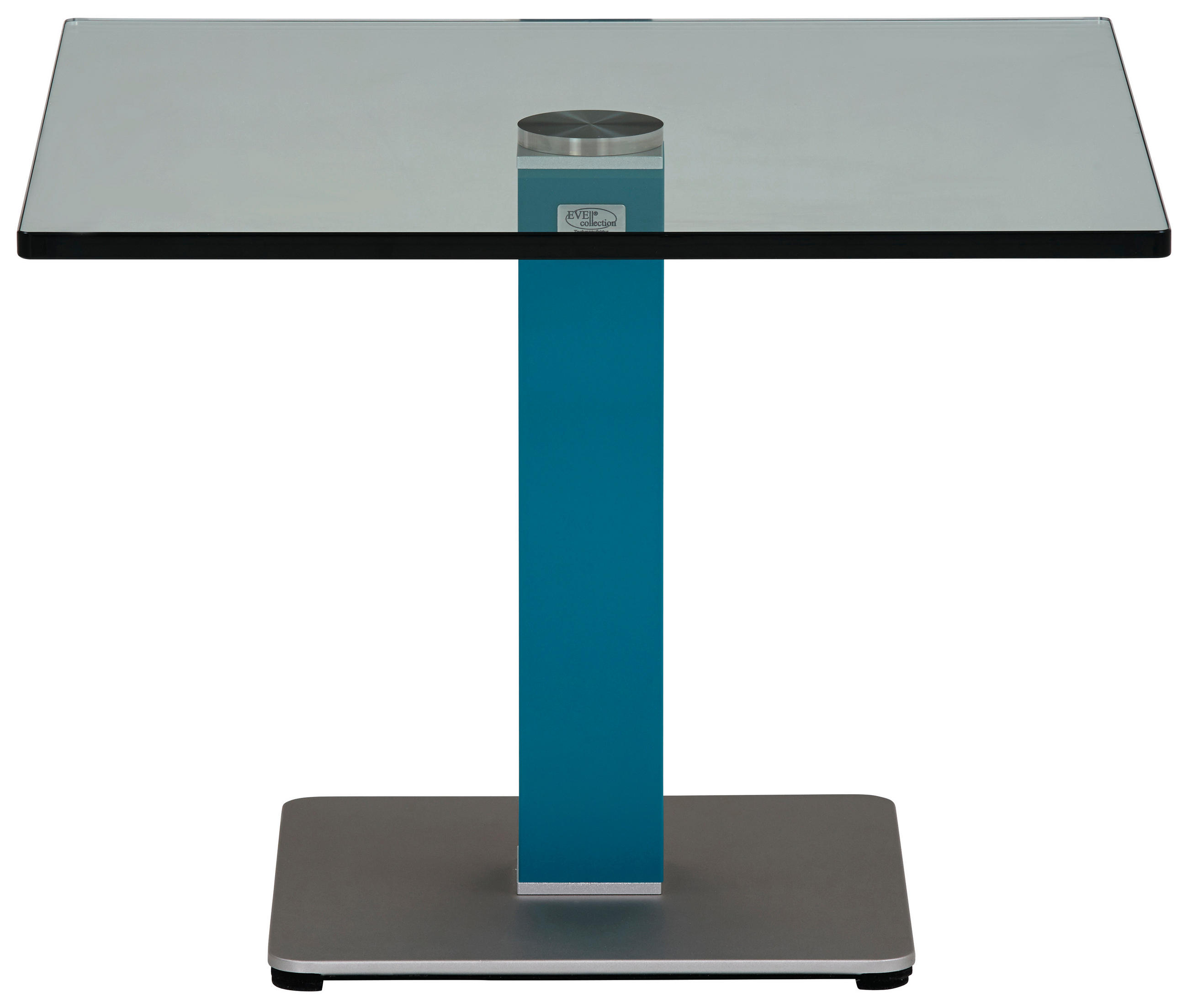 BEISTELLTISCH 60/60/44,5 cm Blau, Silberfarben quadratisch  - Blau/Silberfarben, KONVENTIONELL, Glas/Holzwerkstoff (60/60/44,5cm)