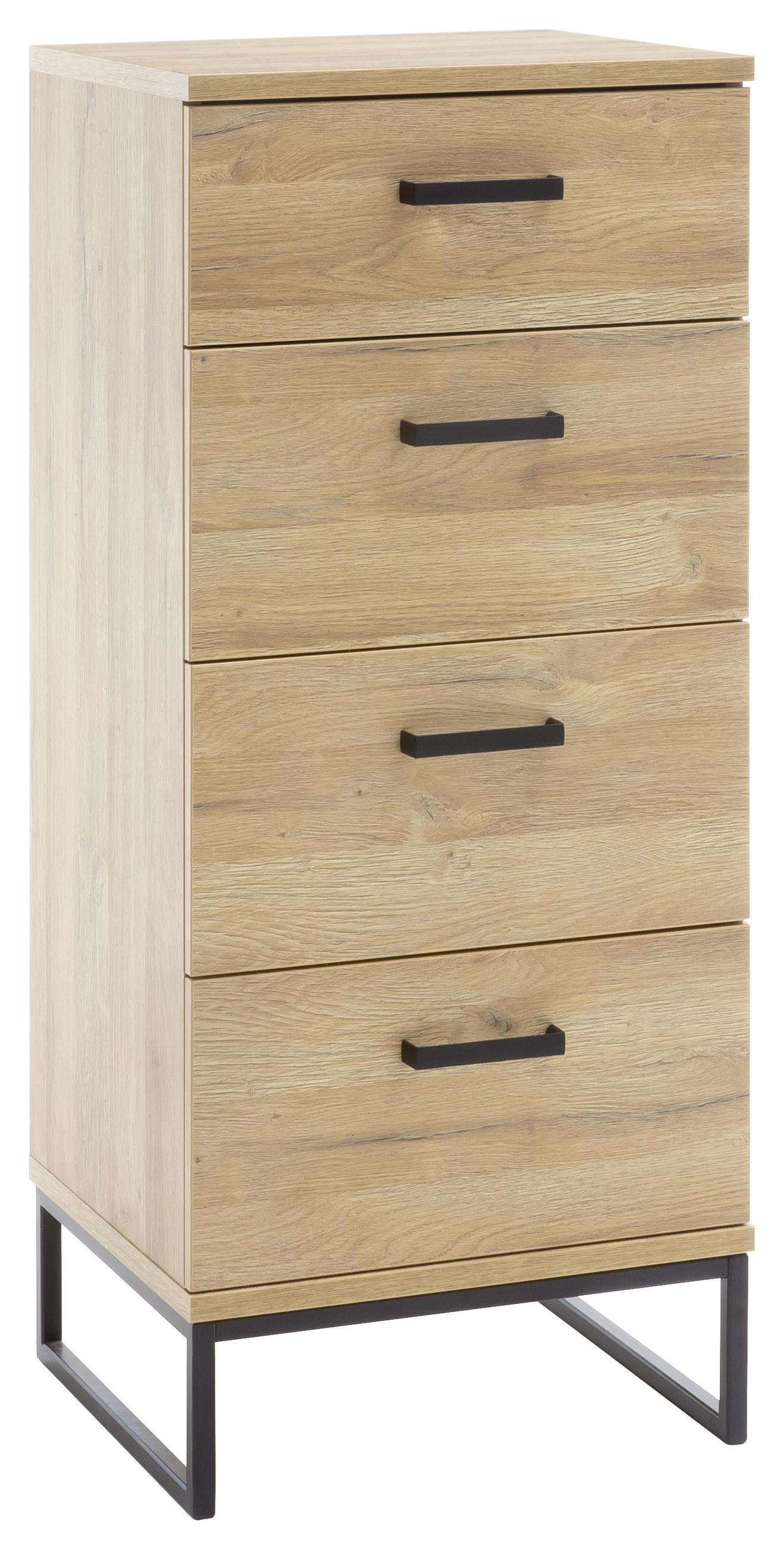 KOMMODE Schwarz, Eichefarben  - Eichefarben/Schwarz, KONVENTIONELL, Metall (50/116/44cm)