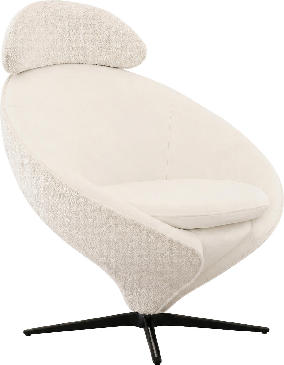 SESSEL in Chenille Echtleder Weiß  - Schwarz/Weiß, Design, Leder/Textil (85/99/79cm) - Koinor
