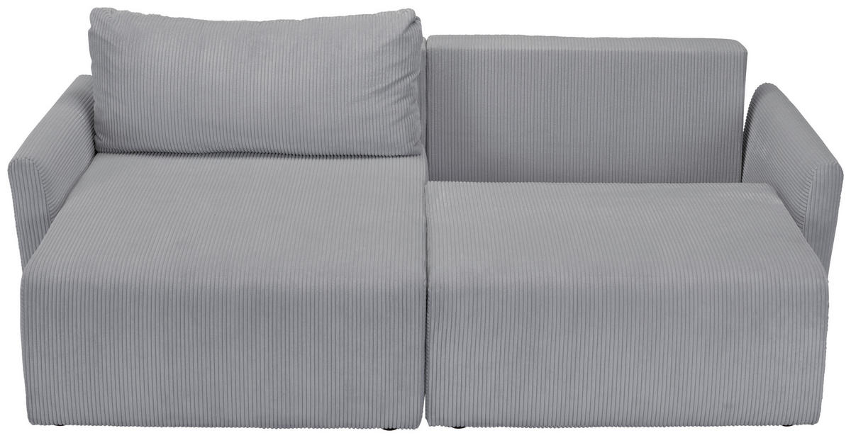 ECKSOFA in Cord Hellgrau  - Hellgrau/Schwarz, Konventionell, Kunststoff/Textil (228/146cm) - MID.YOU