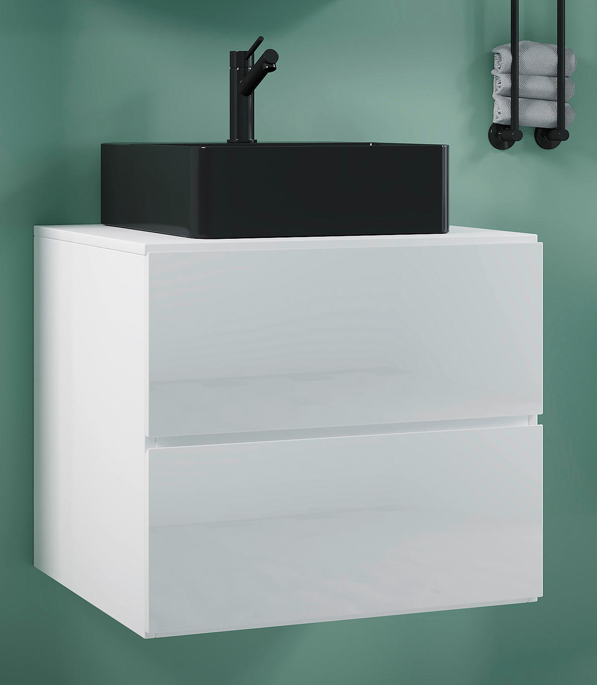 WASCHTISCHKOMBI 61 cm  - Weiss/Schwarz, Modern, Keramik/Holzwerkstoff (61cm) - MID.YOU