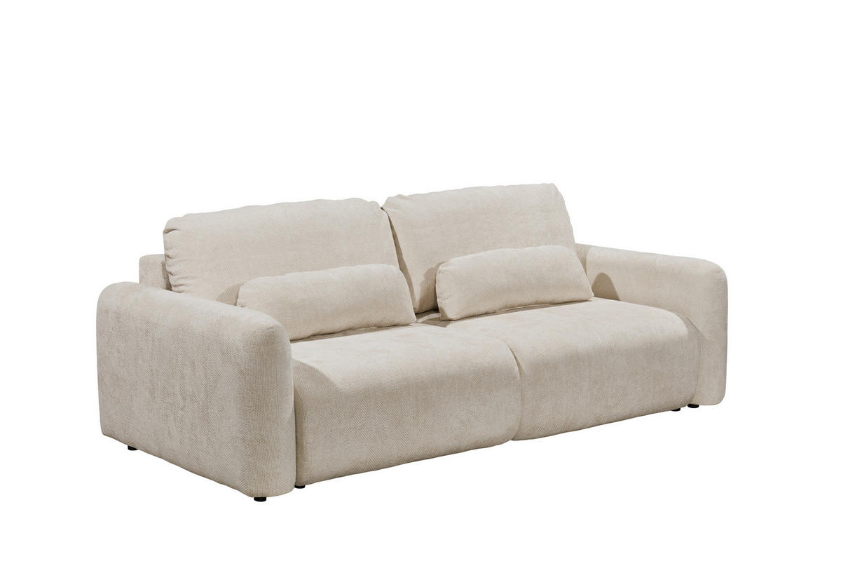SCHLAFSOFA BUBBLE 2 Webstoff Perlmutt  inkl. Bettkasten  - Perlmutt/Schwarz, MODERN, Kunststoff/Textil (240/89/122cm) - MID.YOU