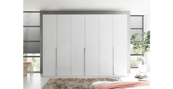 DREHTÜRENSCHRANK 302/225/58 cm,  in Weiß, Weiß Hochglanz, 6-türig  - Chromfarben/Weiß Hochglanz, Design, Holzwerkstoff/Metall (302/225/58cm) - Xora