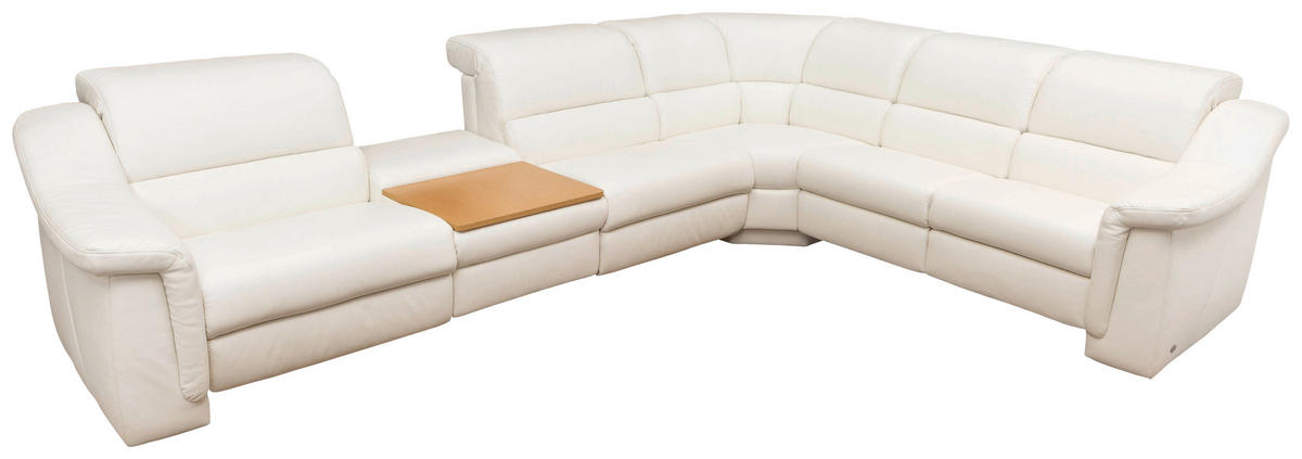 SAROKGARNITÚRA bőr fehér  - fehér, Basics, műanyag/bőr (355/80/264cm) - Himolla