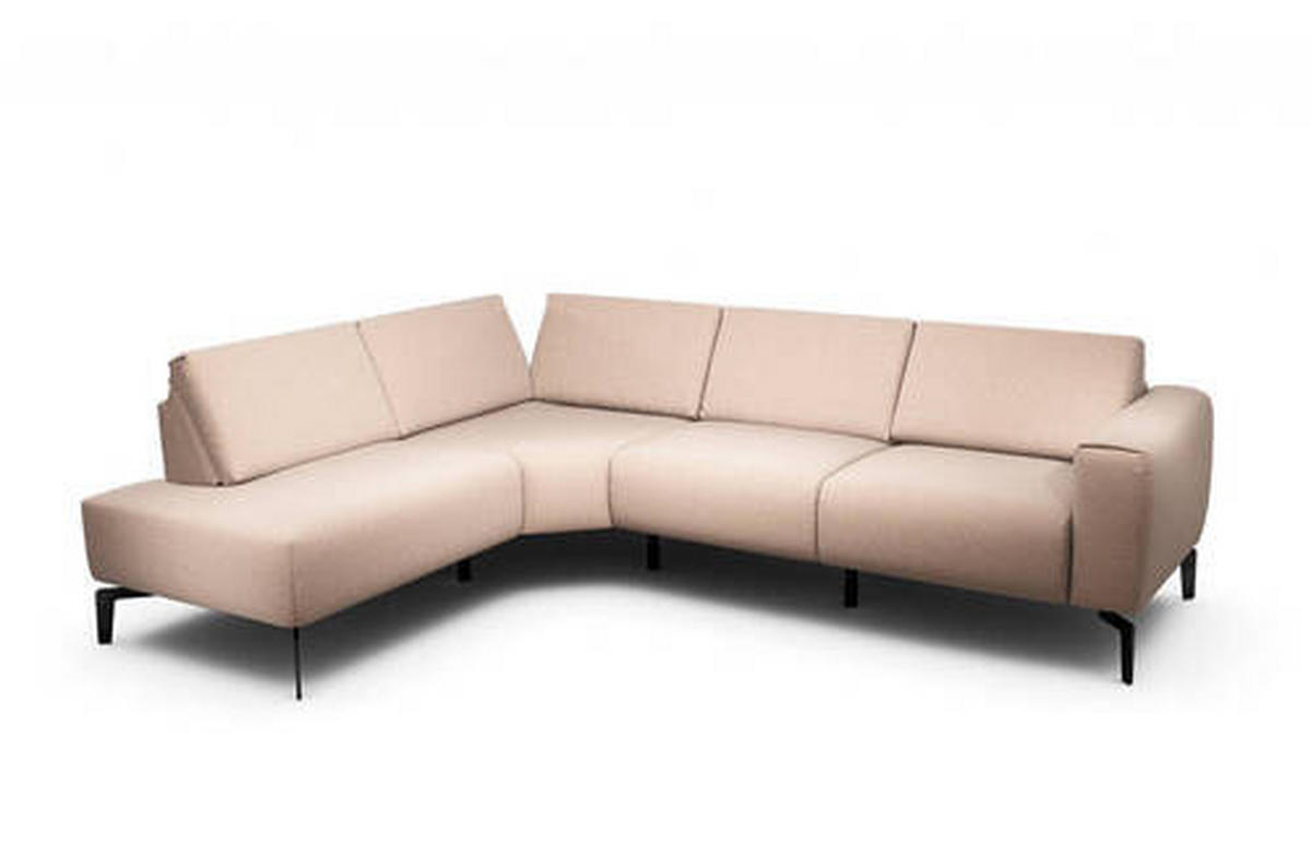 ECKSOFA in Chenille Rosa  193/256 cm  - Schwarz/Rosa, Design, Textil/Metall (193/256cm) - SENSOO