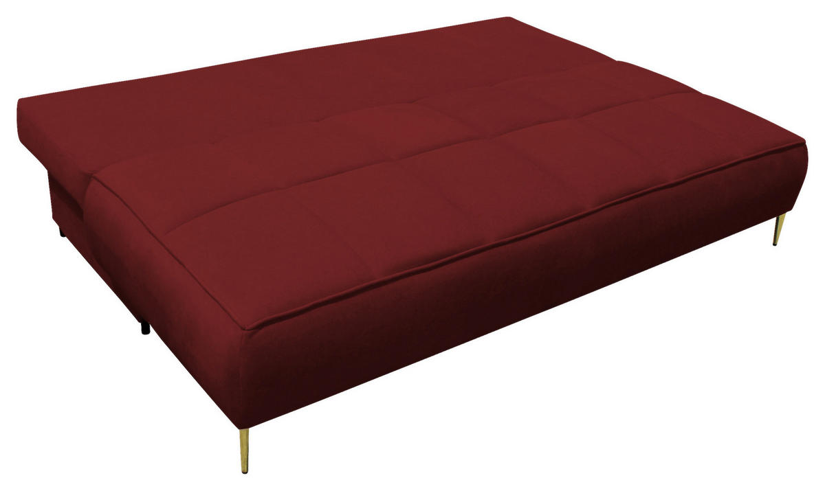 SCHLAFSOFA in Velours Bordeaux  - Bordeaux/Goldfarben, Design, Textil/Metall (200/90/97cm) - MID.YOU