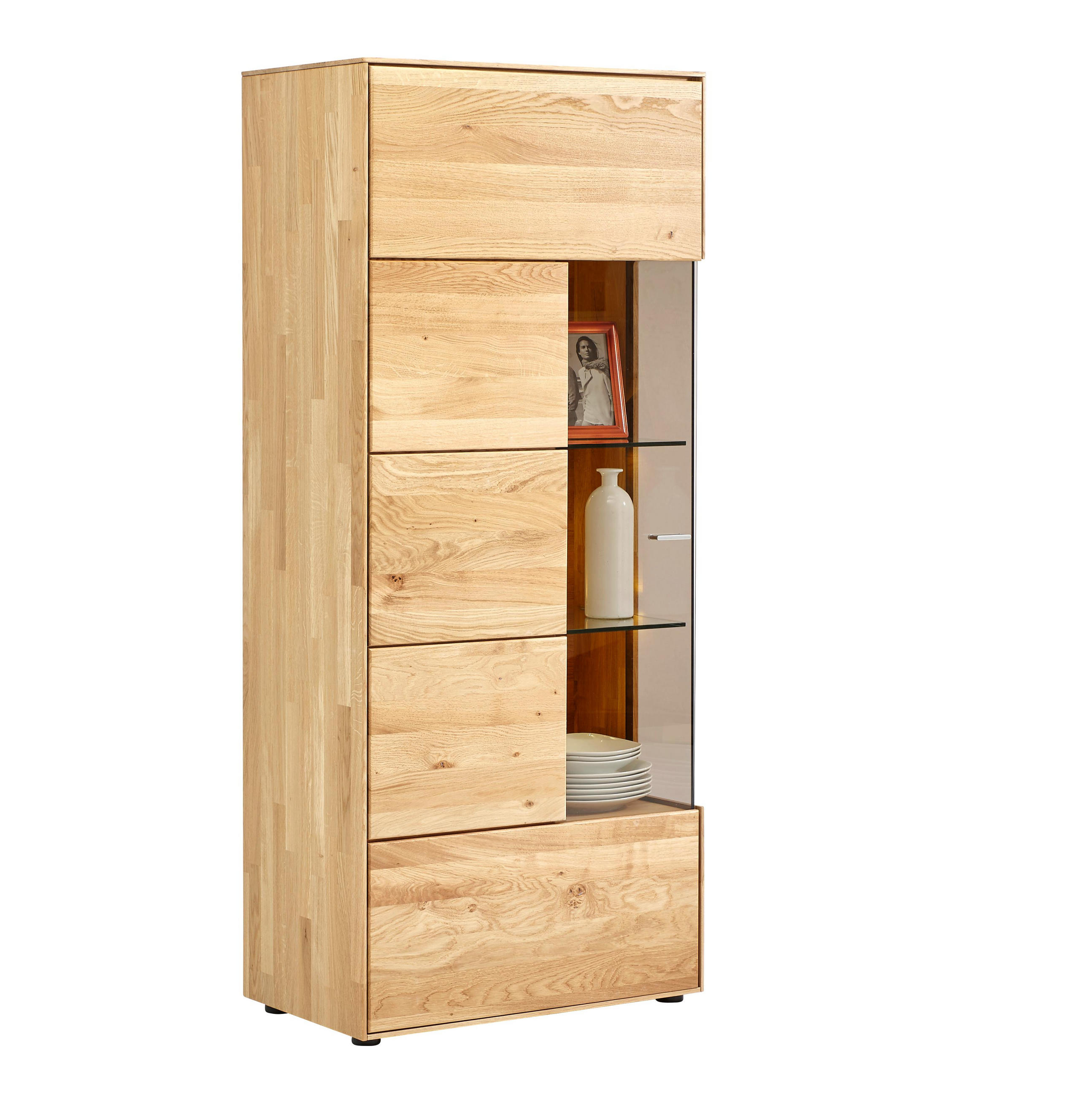 Vitrine in massiv Wildeiche Eichefarben
