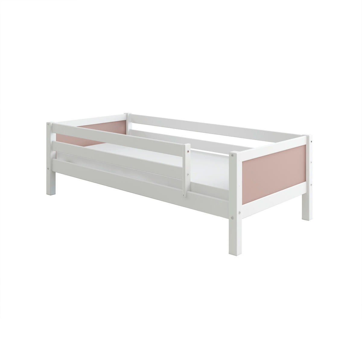 BETT 90/200 cm,  in Rosa, Weiß, Rollrost, Absturzsicherung  - Rosa/Weiß, MODERN, Holz (90/200cm) - Chameo