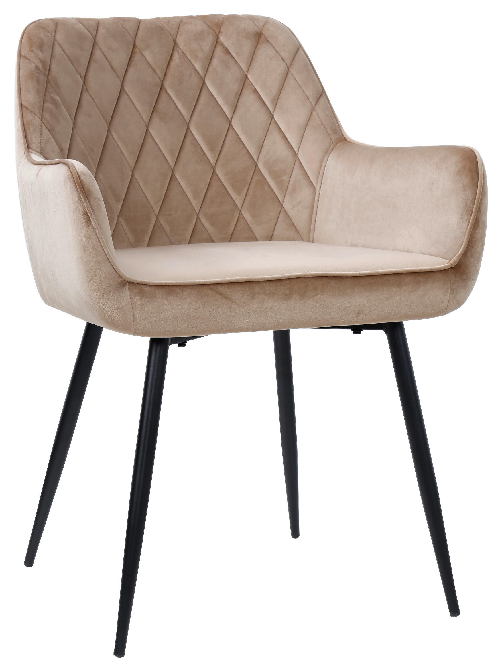 ARMLEHNSTUHL  in Eisen Samt  - Beige/Schwarz, Design, Textil/Metall (56/79/58cm) - Carryhome