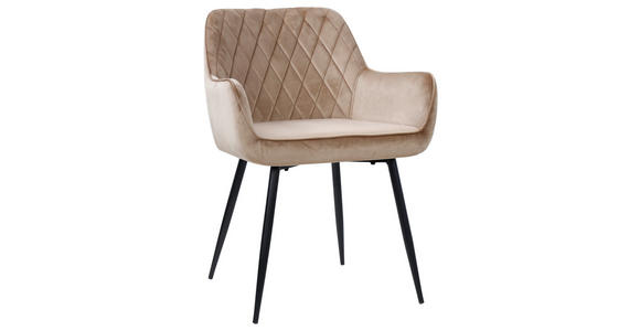 ARMLEHNSTUHL  inklusive Armlehnen Samt  - Beige/Schwarz, Design, Textil/Metall (56/79/58cm) - Carryhome