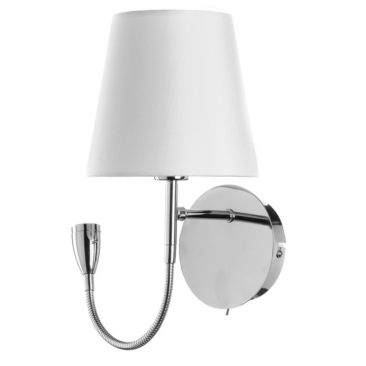 LED-WANDLEUCHTE 16/20/44 cm   - Chromfarben/Weiß, KONVENTIONELL, Textil/Metall (16/20/44cm)