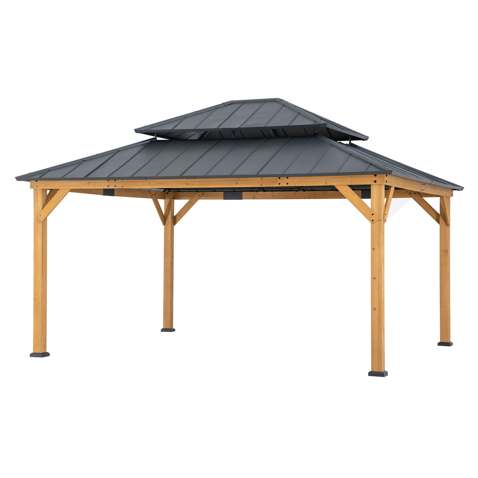 PAVILLON 390/320/450 cm  - Anthrazit, Basics, Holz/Metall (390/320/450cm) - Modante