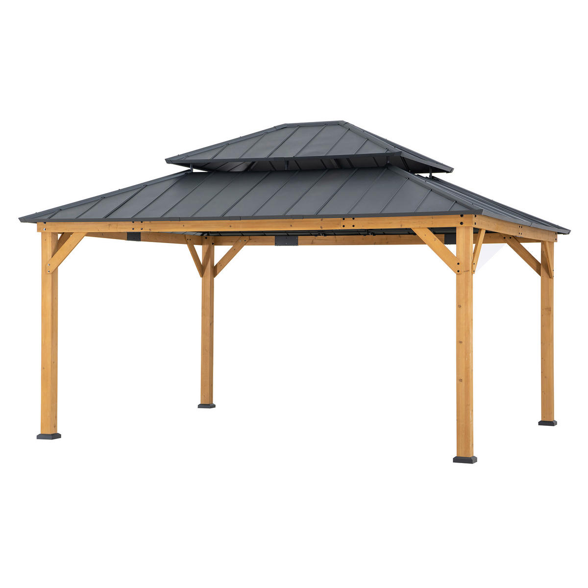 PAVILLON 390/320/450 cm  - Anthrazit, Basics, Holz/Metall (390/320/450cm) - Modante