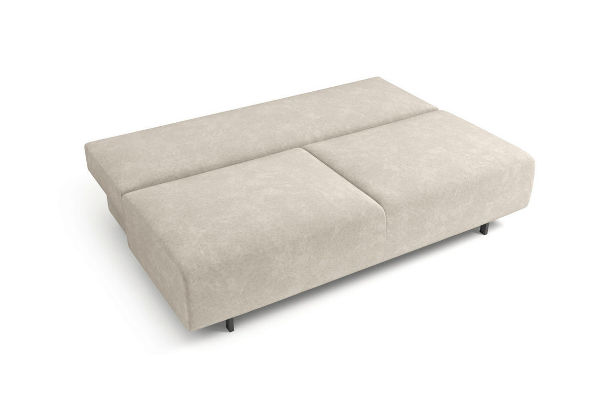 SCHLAFSOFA OLIVIO Velours Greige  inkl. Bettkasten, Schlaffunktion  - Greige/Schwarz, Basics, Holz/Textil (200/90/95cm) - Livetastic