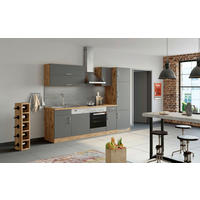 KÜCHENBLOCK 270 cm   in Anthrazit, Eiche Wotan  - Chromfarben/Anthrazit, MODERN, Holzwerkstoff/Metall (270cm) - Held