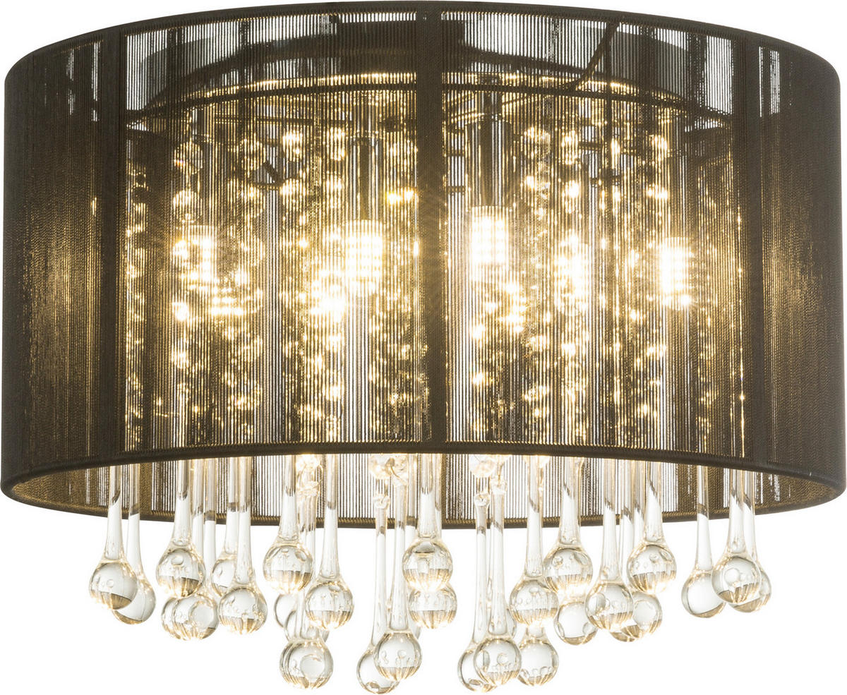 DECKENLEUCHTE 40/29 cm   - Schwarz, LIFESTYLE, Glas/Textil (40/29cm) - Globo