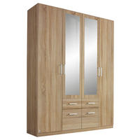 DREHTÜRENSCHRANK 4-türig Sonoma Eiche  - Alufarben/Sonoma Eiche, Basics, Holzwerkstoff/Kunststoff (181/229/54cm) - Xora