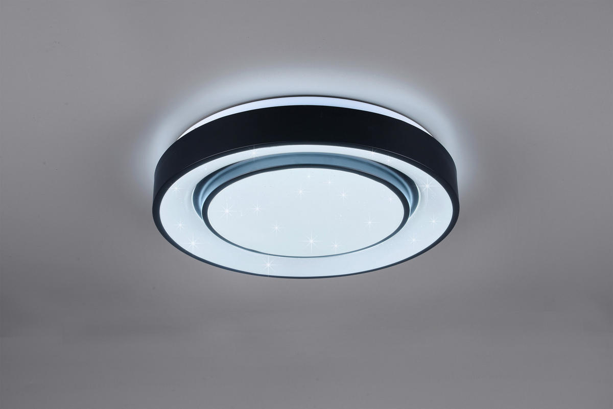 LED-DECKENLEUCHTE MONA  Smart 38/7,5 cm   - Schwarz, Basics, Metall (38/7,5cm)