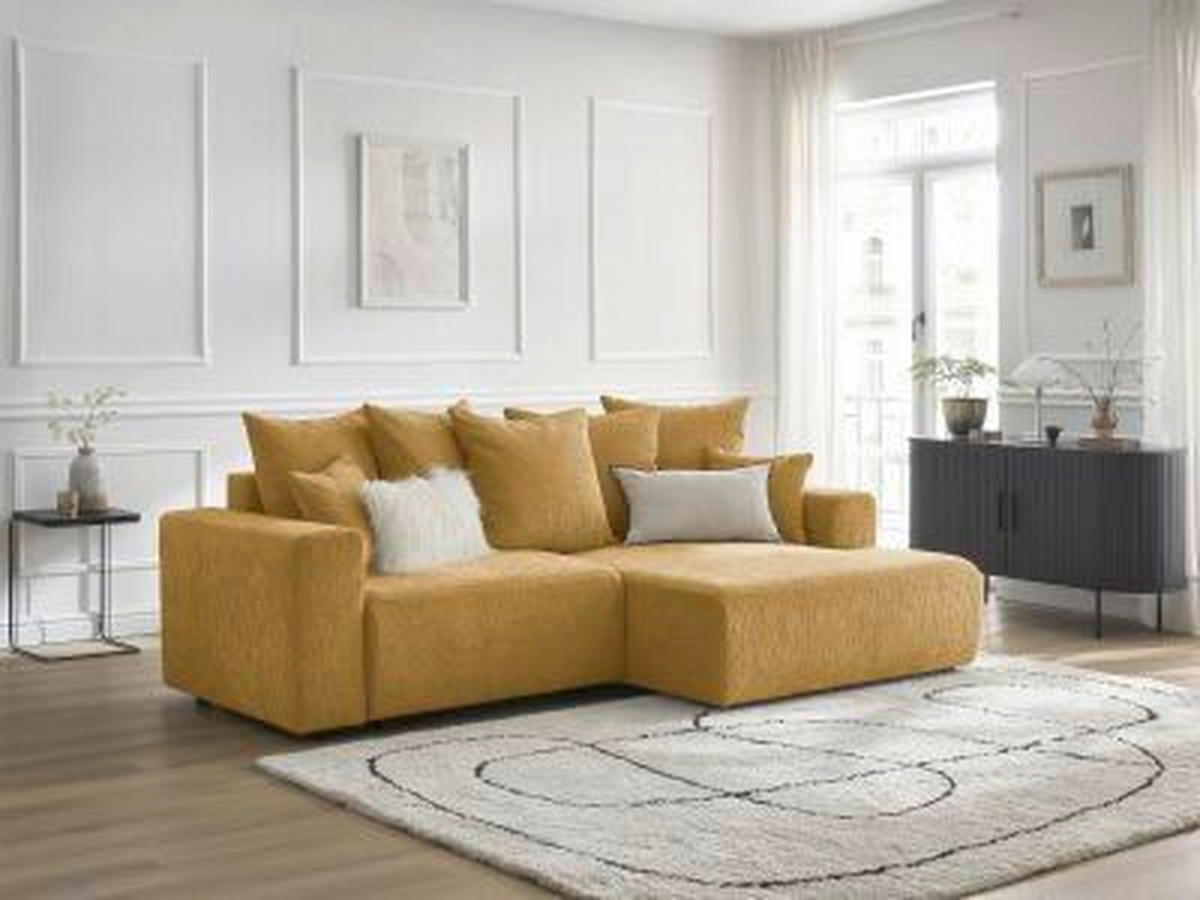 ECKSOFA Ottomane rechts  ATILLA Gelb Struktur  - Gelb/Schwarz, MODERN, Kunststoff/Textil (244/149cm)