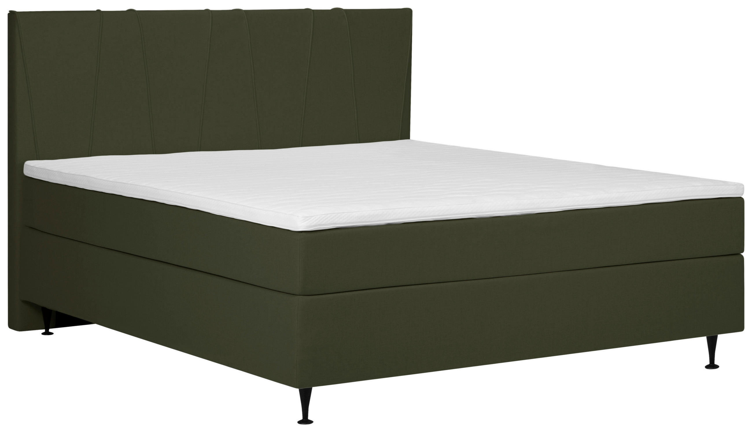 BOXSPRING-ÁGY 160/200 cm  sötétzöld  - fekete/sötétzöld, Modern, textil (160/200cm) - MID.YOU
