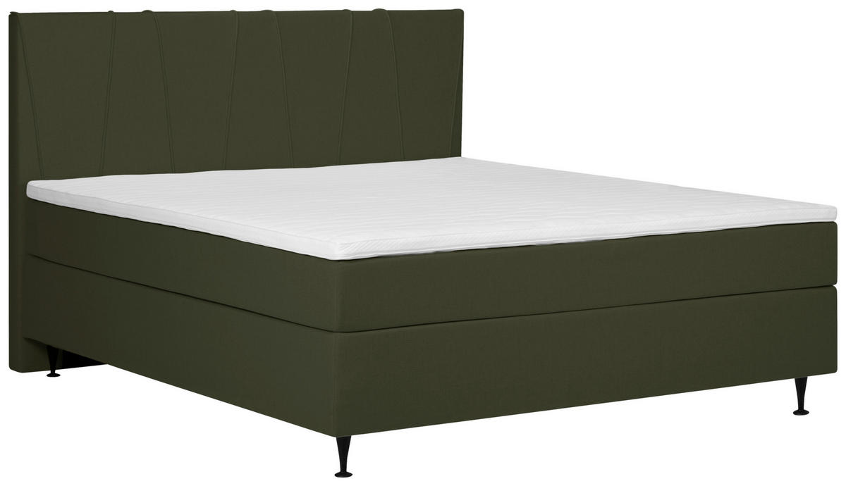 BOXSPRING-ÁGY 160/200 cm  sötétzöld  - fekete/sötétzöld, Modern, textil (160/200cm) - MID.YOU