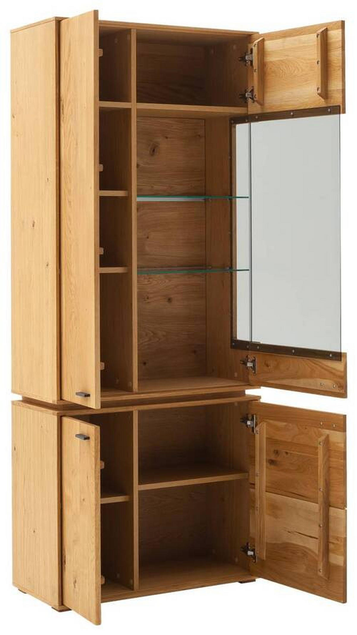 VITRINE in furniert, massiv Wildeiche Wildeiche  - Wildeiche/Anthrazit, Natur, Glas/Holz (83/202/38cm) - MID.YOU