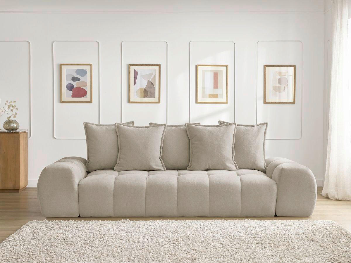 SCHLAFSOFA EVEREST  mit Rücken echt, Armteil links, Armteil rechts Struktur Taupe  - Taupe/Schwarz, MODERN, Kunststoff/Textil (278/115/90cm)