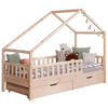 HAUSBETT Absturzsicherung, Matratze, Rollrost, Bettschublade 120/200 cm  - Weiß/Naturfarben, MODERN, Holz/Textil (120/200cm) - MID.YOU
