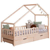 HAUSBETT Absturzsicherung, Matratze, Rollrost, Bettschublade 120/200 cm  - Weiß/Naturfarben, MODERN, Holz/Textil (120/200cm) - MID.YOU