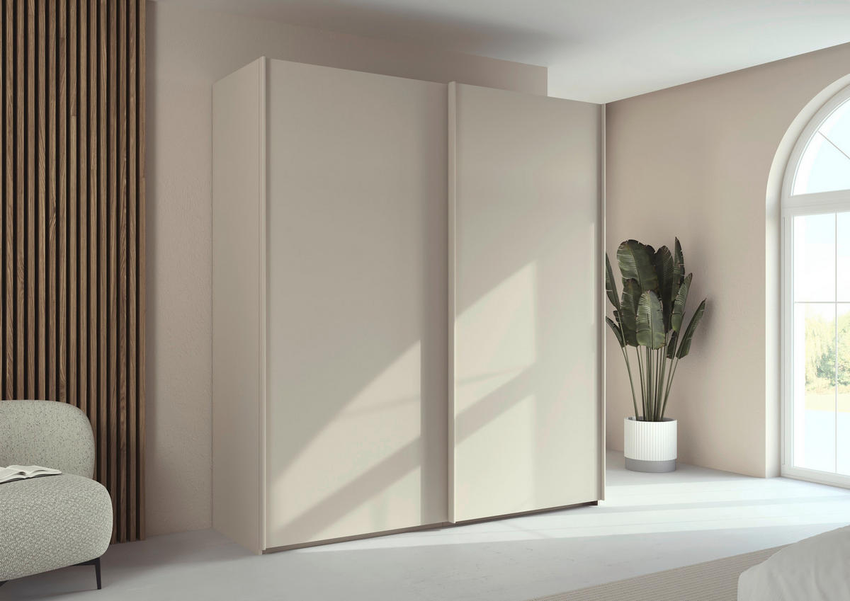 SCHWEBETÜRENSCHRANK 201/223/69 cm,  in Champagner, 2 Tür(en)  - Champagner, Basics, Holzwerkstoff/Metall (201/223/69cm) - Rauch Möbel