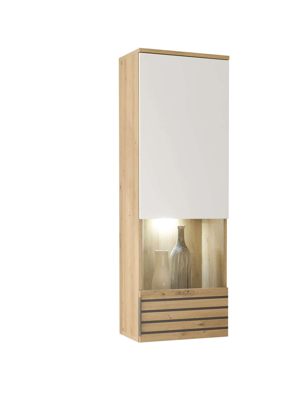 REGAL bijela, hrast Artisan   - bijela/siva, Moderno, staklo/drvni materijal (265/199/37cm)