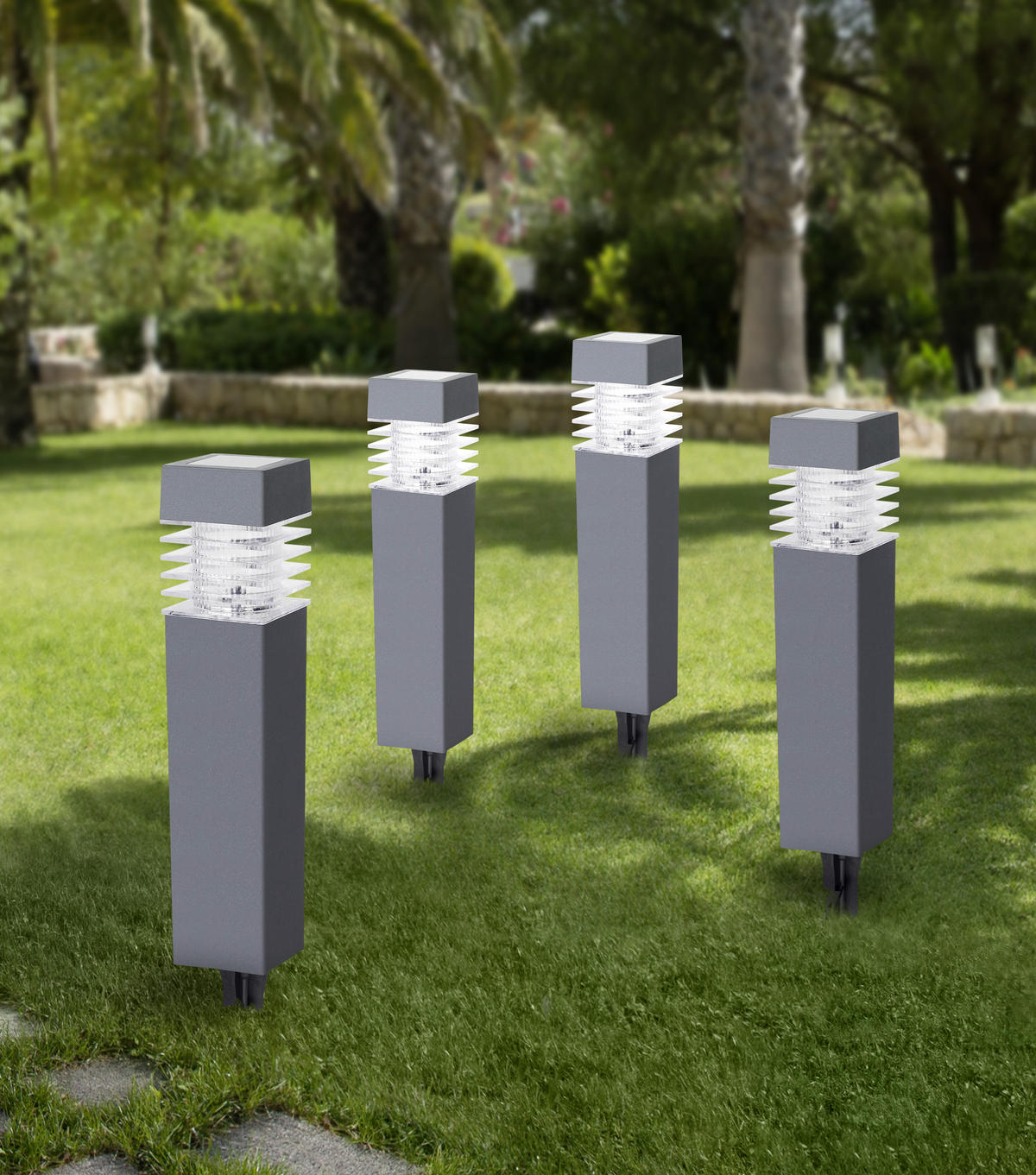 SADA SOLÁRNÍCH SVÍTIDEL 4 ks, 5,8/38,5/5,8 cm - průhledné/tmavě šedá, Konvenční, plast (5,8/38,5/5,8cm) - Ambia Garden