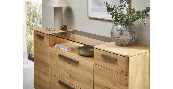 SIDEBOARD Wildeiche  181,9/89,4/45,2 cm  - Wildeiche/Schwarz, Natur, Glas/Holz (181,9/89,4/45,2cm) - Valnatura