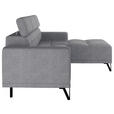 ECKSOFA Grau Chenille  - Schwarz/Grau, KONVENTIONELL, Textil/Metall (264/178cm) - Hom`in