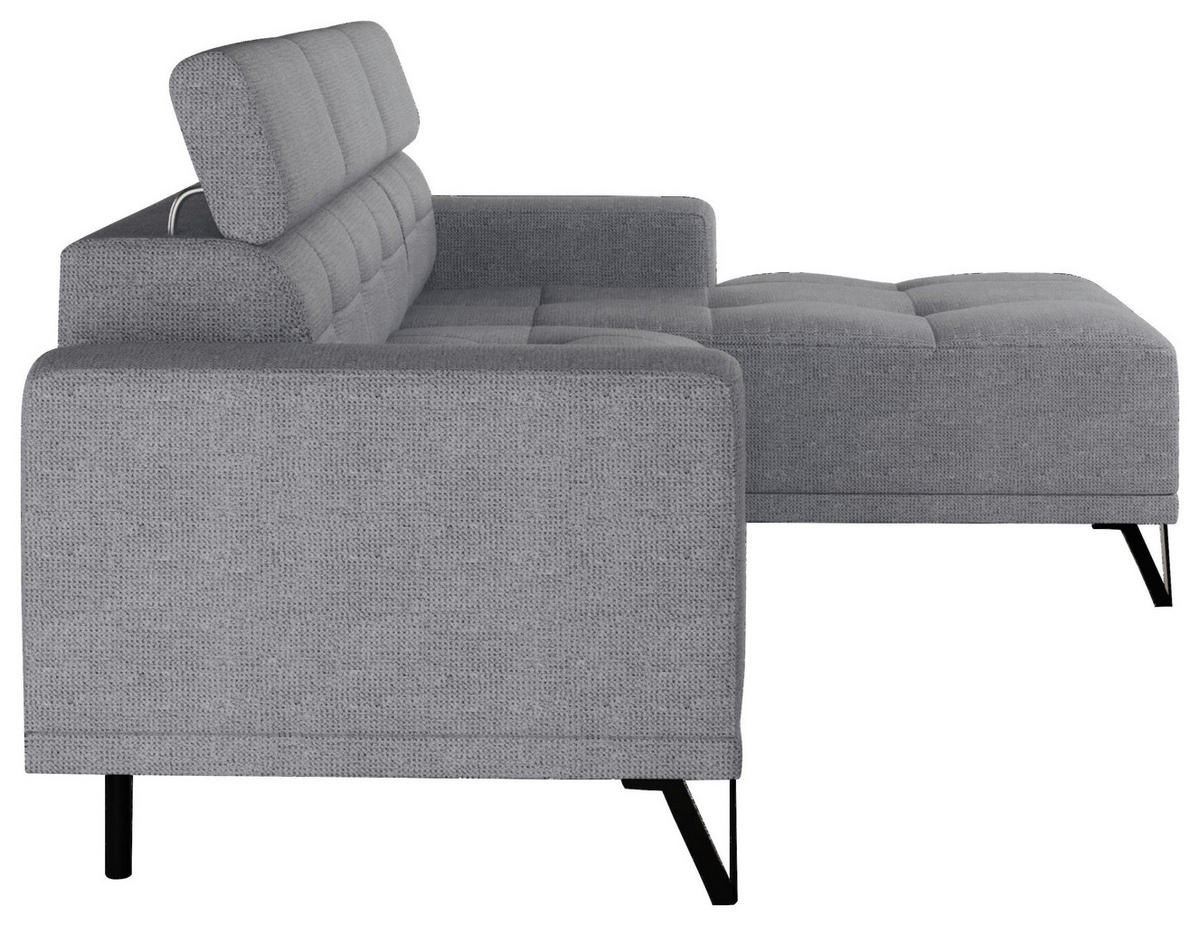 ECKSOFA Grau Chenille  - Schwarz/Grau, KONVENTIONELL, Textil/Metall (264/178cm) - Hom`in