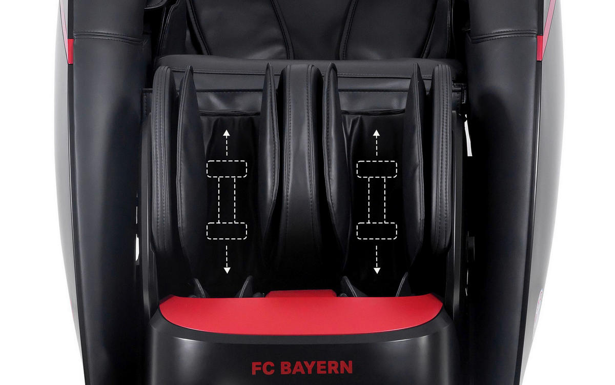 MASSAGESESSEL FC BAYERN MÜNCHEN  mit Lederlook Rot, Schwarz integrierte Lautsprecher, Relaxfunktion, Liegefunktion, Sitzheizung, Netzbetrieb, Massagefunktion, Herz-Waage-Funktion, integrierter Akku, abwischbar, ausziehbare Fußstütze, Bluetooth-Lautsprecher, Rückenlehne in S-Form  - Rot/Schwarz, KONVENTIONELL, Kunststoff/Textil (177-190/130/86cm) - Welnova
