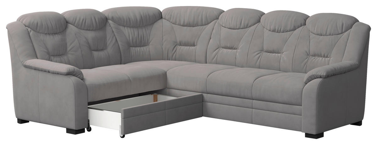 ECKSOFA Hellgrau Mikrofaser  - Hellgrau/Schwarz, Basics, Kunststoff/Textil (211/263cm) - MID.YOU