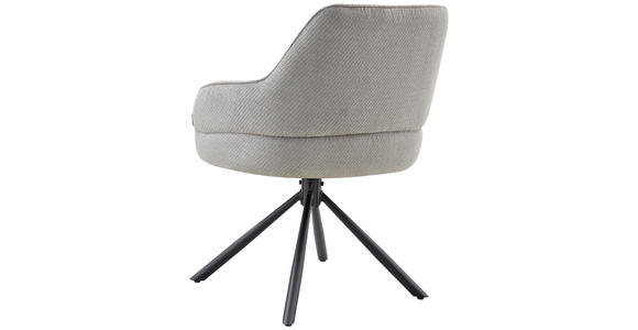 ARMLEHNSTUHL  Sitzfläche 360° drehbar, automatische Rückholfunktion Webstoff  - Hellgrau/Schwarz, Design, Textil/Metall (62/86/65cm) - Carryhome