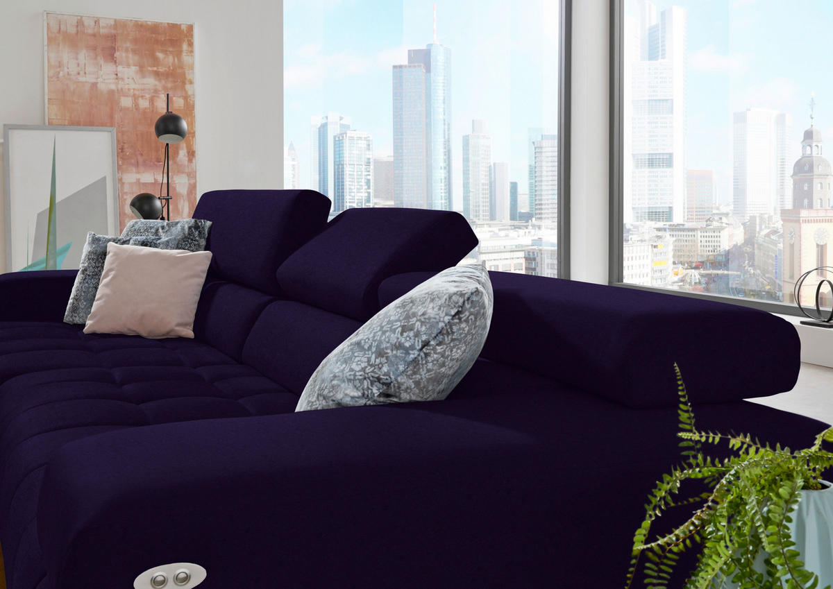 ECKSOFA Mikrofaser Violett  - Silberfarben/Violett, Design, Textil/Metall (190/335cm) - Beldomo Speed