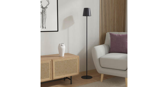 AKKU-STEHLEUCHTE 22/130 cm    - Schwarz, KONVENTIONELL, Kunststoff/Metall (22/130cm) - Novel