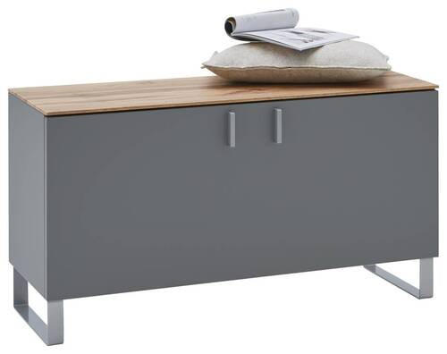 GARDEROBENBANK in 93/49/36 cm - Eichefarben/Alufarben, Design, Holz/Metall (93/49/36cm) - Dieter Knoll