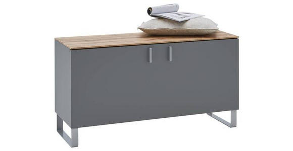 GARDEROBENBANK Eiche furniert Grau, Eichefarben  - Eichefarben/Alufarben, Design, Holz/Metall (93/49/36cm) - Dieter Knoll