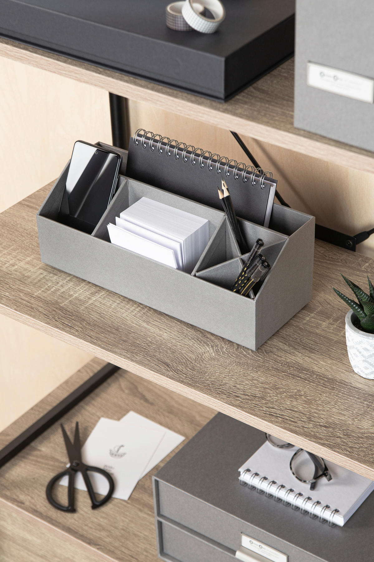 TISCHORGANIZER    12.5/33/12.5 cm  - Grau, Basics, Karton/Papier (12.5/33/12.5cm)