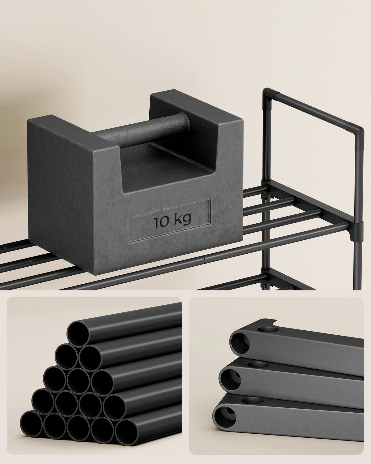 REGÁL NA TOPÁNKY, čierna, 92/74/30 cm - čierna, Basics, kov/plast (92/74/30cm)