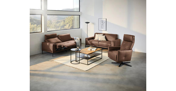 2,5-SITZER in Leder Braun - Schwarz/Braun, Design, Leder/Metall (200/102/92cm) - Johann Jakob
