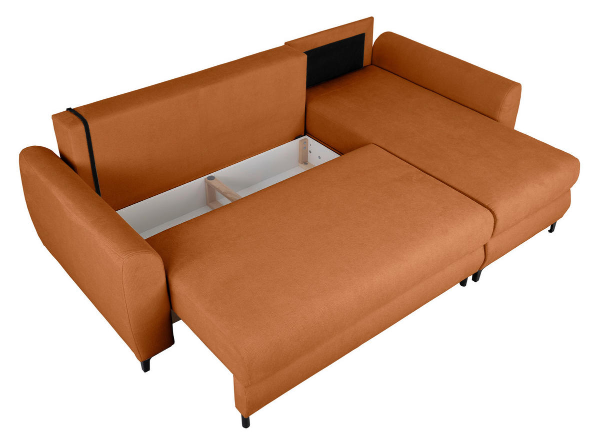 ECKSOFA Moli Rostfarben Mikrofaser  - Rostfarben/Schwarz, Design, Textil/Metall (236/148cm) - MID.YOU