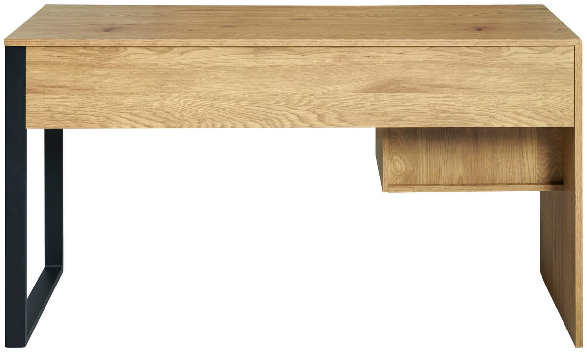 SCHREIBTISCH , Schwarz, Eichefarben,  - Eichefarben/Schwarz, MODERN, Holzwerkstoff/Metall (140/76/60cm) - MID.YOU