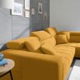 ECKSOFA in Mikrofaser Dunkelgelb  - Chromfarben/Dunkelgelb, Design, Textil/Metall (301/207cm) - Xora